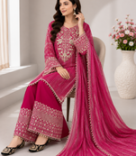 Pink Color Embroidery And Sequence Work Silk Blend Salwar Suit