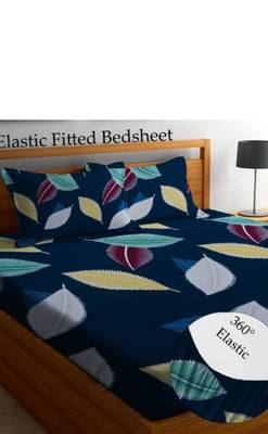 multicolor abstract printed glace cotton elastic fitted bedsheet 3
