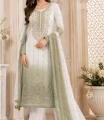 Light mehendi color shaded embroideried crunchy silk semi stitched salwar suit