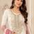 Peach color shaded embroideried crunchy silk semi stitched salwar suit