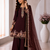 Brown Color Embroidery And Sequence Work Georgette Salwar Suit