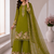 Olive Color Embroidery And Sequence Work Georgette Salwar Suit