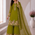 Olive Color Embroidery And Sequence Work Georgette Salwar Suit