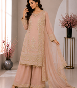 Light Pink Color Embroidery And Sequence Work Silk Blend Salwar Suit