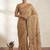 Chiku Color Digital printed, aari and khatliwork Silk Blend Saree