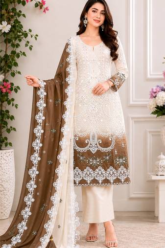 Coco color shaded embroideried star georgette semi stitched salwar suit