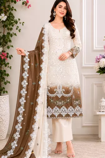 Coco color shaded embroideried star georgette semi stitched salwar suit