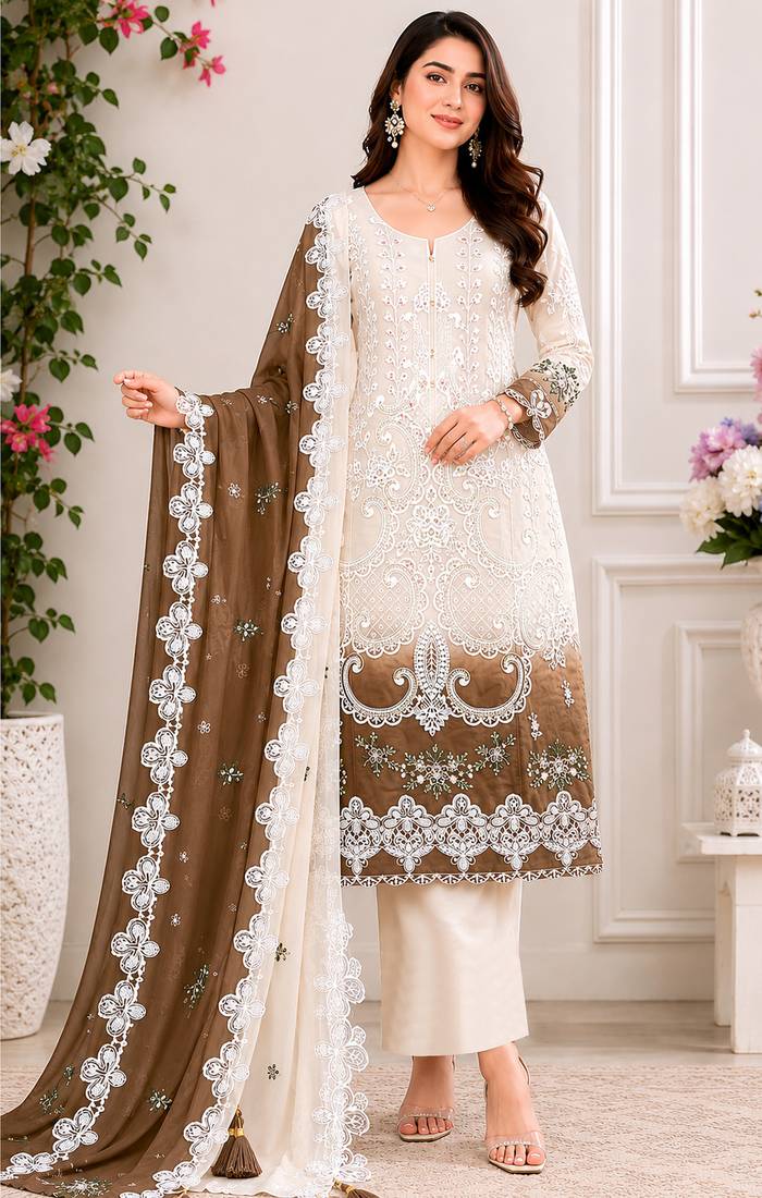 Coco color shaded embroideried star georgette semi stitched salwar suit