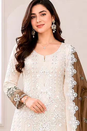 Coco color shaded embroideried star georgette semi stitched salwar suit