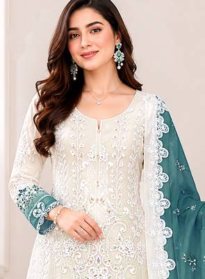 Rama color shaded embroideried star georgette semi stitched salwar suit 2