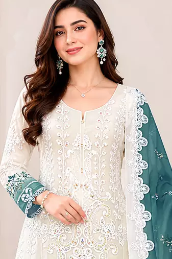 Rama color shaded embroideried star georgette semi stitched salwar suit