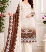 Coffee color shaded embroideried star georgette semi stitched salwar suit