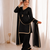 Women black silk sequin emroidery work kurta set