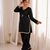 Women black silk sequin emroidery work kurta set