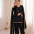 Women black silk sequin emroidery work kurta set