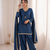 Women blue silk sequin emroidery work kurta set