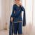 Women blue silk sequin emroidery work kurta set