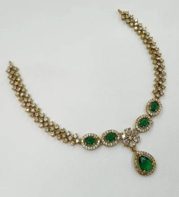 Green ad stone & agate stone necklace set with earrings, antique gold plated 4