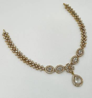 White ad stone & agate stone necklace set with earrings, antique gold plated 4