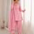 Women pink silk sequin emroidery work kurta set