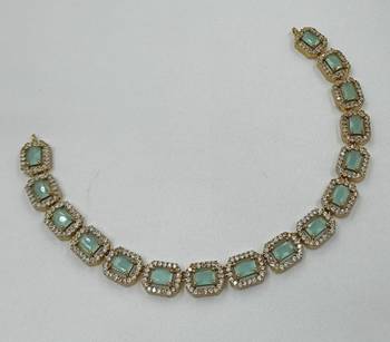 Pista green ad stone & agate stone necklace set with earrings, antique gold plated 4