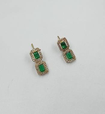 Green ad stone & agate stone necklace set with earrings, antique gold plated 3