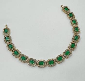 Green ad stone & agate stone necklace set with earrings, antique gold plated 4