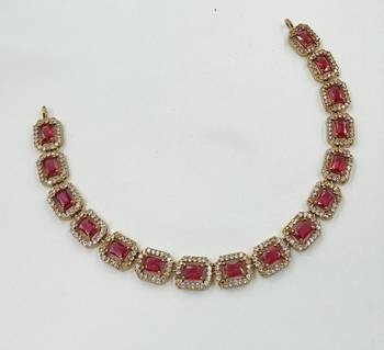 Ruby ad stone & agate stone necklace set with earrings, antique gold plated 3