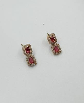 Ruby ad stone & agate stone necklace set with earrings, antique gold plated 4