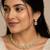 White ad stone & agate stone necklace set with earrings, antique gold plated