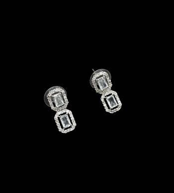 White ad & agate stone designer necklace set with earrings     rhodium plated 3