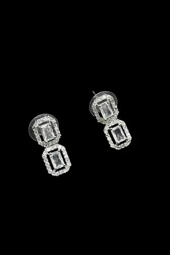 White ad & agate stone designer necklace set with earrings – rhodium plated