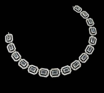 White ad & agate stone designer necklace set with earrings     rhodium plated 4