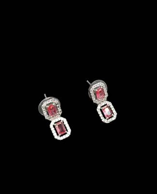 Ruby ad & agate stone designer necklace set with earrings     rhodium plated 3