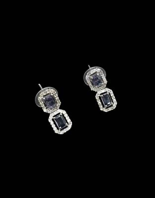 Purple & green ad & agate stone designer necklace set with earrings     rhodium plated 3