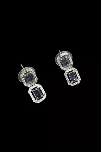 Purple & green ad & agate stone designer necklace set with earrings – rhodium plated