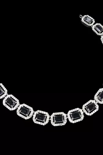 Purple & green ad & agate stone designer necklace set with earrings – rhodium plated