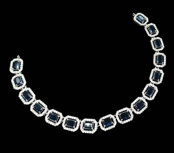 Blue & green ad & agate stone designer necklace set with earrings     rhodium plated 3