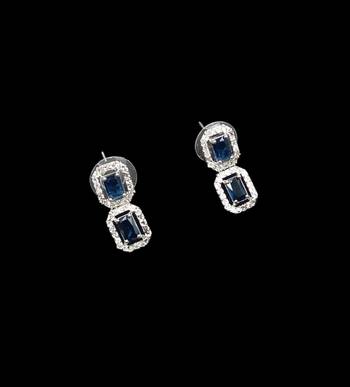 Blue & green ad & agate stone designer necklace set with earrings     rhodium plated 4