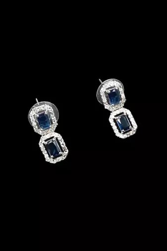 Blue & green ad & agate stone designer necklace set with earrings – rhodium plated