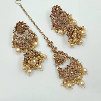 Full l c t agsta stone & agate stone necklace set with earrings, antique gold plated 3
