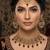 Maroon agsta stone & agate stone necklace set with earrings, antique gold plated