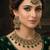 Green ad stone & agate stone necklace set with earrings, antique gold plated