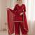 Women red silk sequin emroidery work kurta set