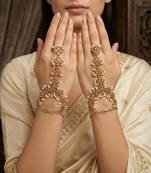 L c t ston ad stone & agate stone haath-phool-hath-panja antique gold plated