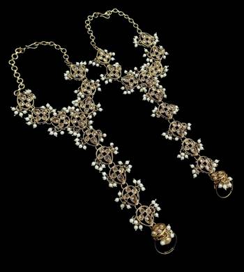 L c t ston ad stone & agate stone haath-phool-hath-panja antique gold plated 2