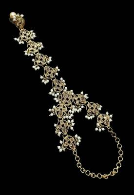 L c t ston ad stone & agate stone haath-phool-hath-panja antique gold plated 4