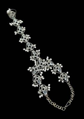 White ston ad stone & agate stone haath-phool-hath-panja antique silver plated 3