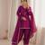 Women wine silk sequin emroidery work kurta set