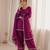 Women wine silk sequin emroidery work kurta set